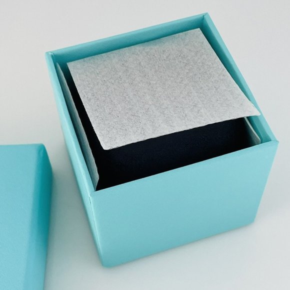 Tiffany Empty Jewelry Ring Box Blue Black Suede Presentation Storage - Picture 3 of 10